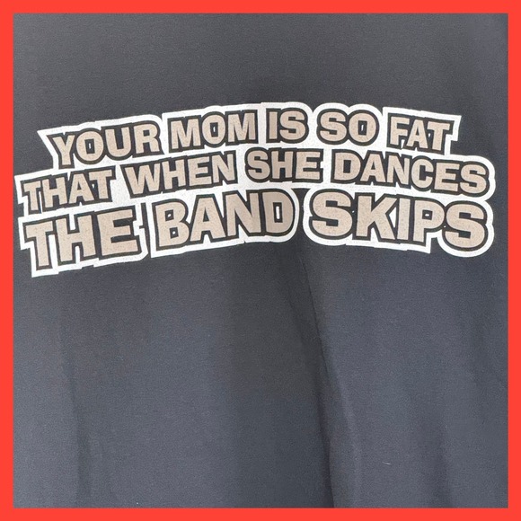 NWOT Gildan Ultra Cotton Your Mom Is So Fat Funny Graphic T-Shirt Mens Large - Picture 2 of 5